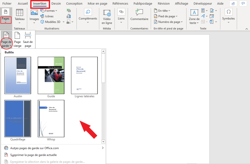 Comment insérer une page de garde sur Word ? - Academie Avec