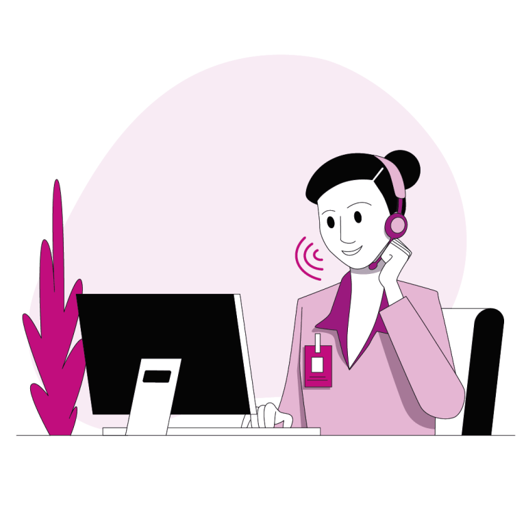 Assistance téléphonique - femme - casque audio - ordinateur